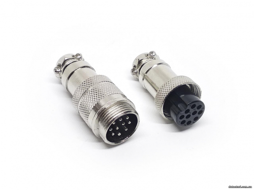 Разъем mini XLR GX16-10 16 мм соединительный на 10 контактов фото 1