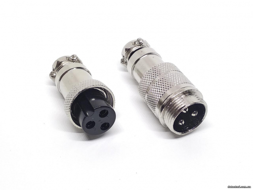 Разъем mini XLR GX16-3 16 мм соединительный на 3 контакта фото 1