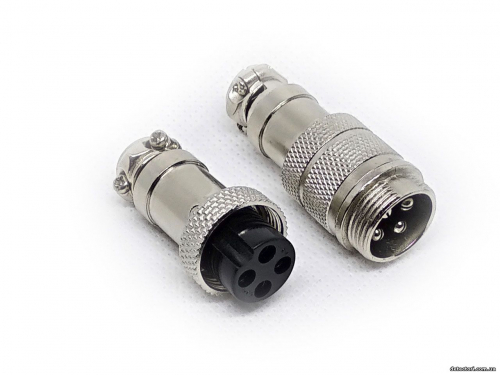 Роз’єм mini XLR GX16-4 16 мм з'єднувальний на 4 контакти фото 1