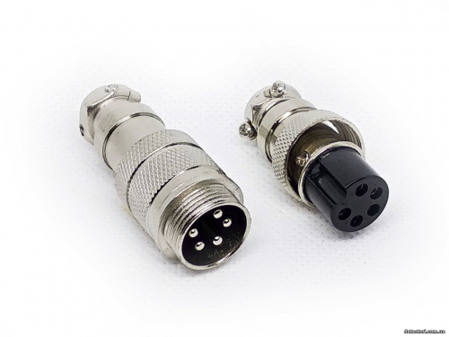 Разъем mini XLR GX16-5 16 мм соединительный на 5 контактов фото 1