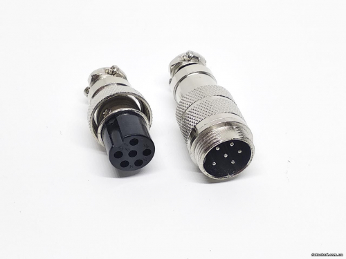 Разъем mini XLR GX16-6 16 мм соединительный на 6 контактов фото 1