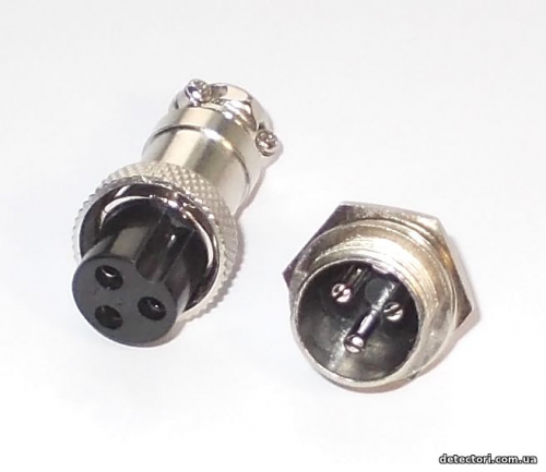 Разъем mini XLR GX16-3 16 мм на 3 контакта фото 1