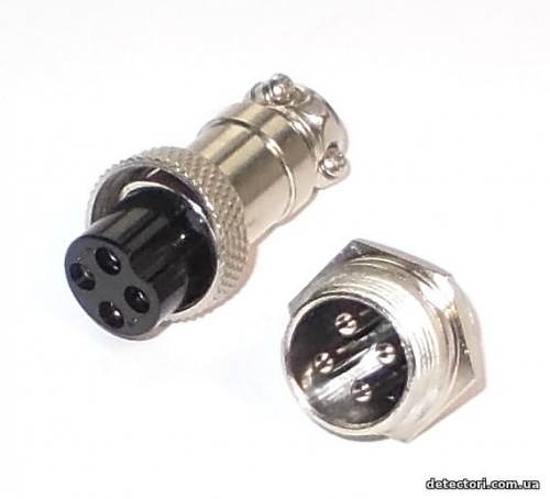 Разъем mini XLR GX16-4 16 мм на 4 контакта фото 1 Разъем mini XLR GX16-4 16 мм на 4 контакта фото 1
