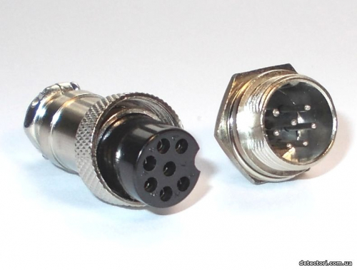 Разъем mini XLR GX16-7 16 мм на 7 контактов фото 1