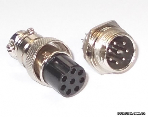 Разъем mini XLR GX16-8 16 мм на 8 контактов фото 1