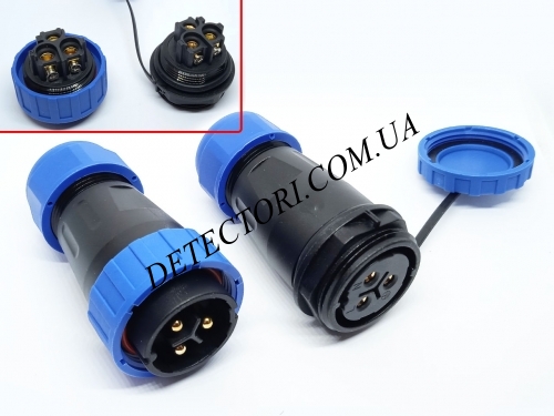 Разъем S-LD-28-3P герметичный силовой на 3 контакта 45 А IP-68 фото 1