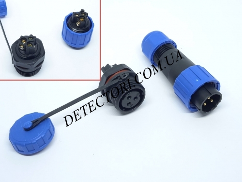 Разъем LD-16-3P герметичный силовой на 3 контакта 10 А IP-68 фото 1