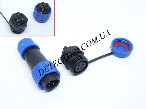 Разъем LD-16-4P герметичный силовой на 4 контакта 5 А IP-68 фото 1