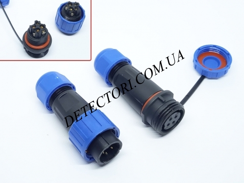 Разъем S-LD-16-4P герметичный силовой на 4 контакта 5 А IP-68 фото 1