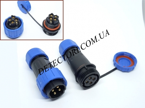 Разъем S-LD-20-4P герметичный силовой на 4 контакта 25 А IP-68 фото 1