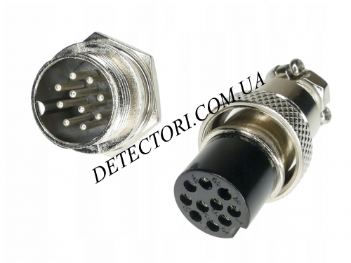 Разъем mini XLR GX16-10 16 мм на 10 контактов фото 1