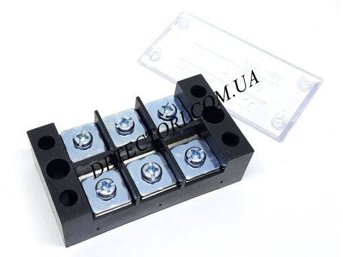 Клеммная колодка в корпусе TB4503 45А 3P с крышкой на 3 контакта латунь фото 1