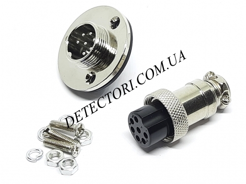 Разъем mini XLR GX16-7 16 мм на 7 контактов с фланцем фото 1