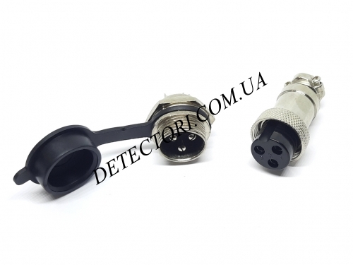 Разъем mini XLR GX16-3 16 мм на 3 контакта с влагозащитной крышкой фото 1