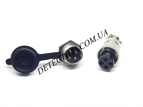 Разъем mini XLR GX16-4 16 мм на 4 контакта с влагозащитной крышкой фото 1