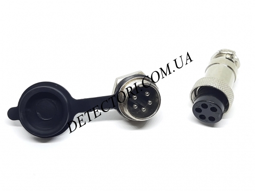 Роз’єм mini XLR GX16-5 16 мм на 5 контактів з вологозахисною кришкою фото 1