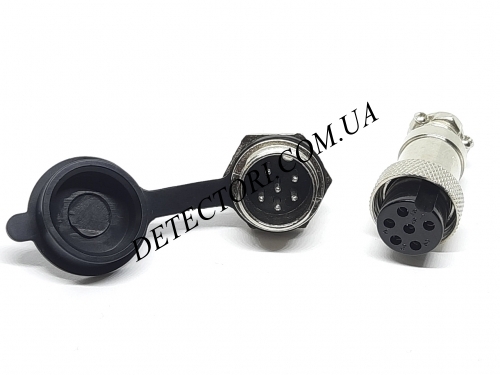 Разъем mini XLR GX16-6 16 мм на 6 контактов с влагозащитной крышкой фото 1