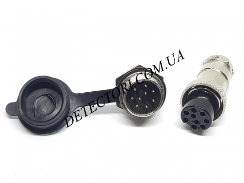 Роз’єм mini XLR GX16-9 16 мм на 9 контактів з вологозахисною кришкою фото 1