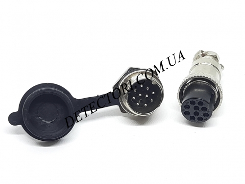 Разъем mini XLR GX16-10 16 мм на 10 контактов с влагозащитной крышкой фото 1