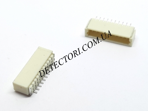 Роз'єм SH1.0 10P SMD на 10 контактів для горизонтального монтажу фото 1 Роз'єм SH1.0 10P SMD на 10 контактів для горизонтального монтажу фото 1