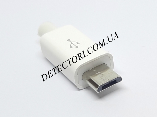 USB micro штекер белый под пайку  фото 1