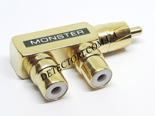 Трійник Monster чорний штекер RCA в 2 гнізда RCA позолочений фото 1