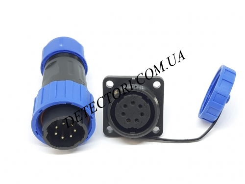 Разъем LD-20-7P герметичный квадратный фланец на 7 контактов 5 А IP-68 фото 1
