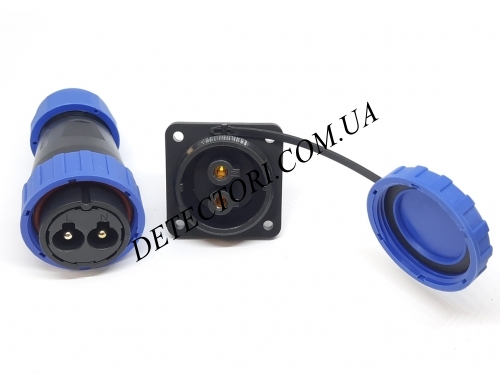 Разъем LD-28-2P герметичный квадратный фланец на 2 контакта 45 А IP-68 фото 1