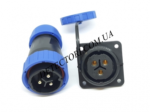 Разъем LD-28-3P герметичный квадратный фланец на 3 контакта 45 А IP-68 фото 1