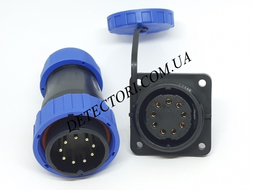 Разъем LD-28-9P герметичный квадратный фланец на 9 контактов 5 А IP-68 фото 1