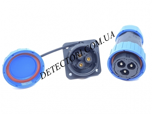 Разъем LD-32-3P герметичный квадратный фланец на 3 контакта 45 А IP-68 фото 1