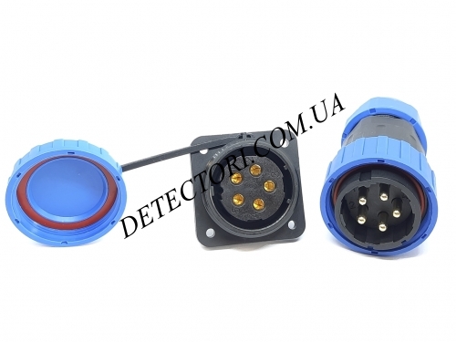 Разъем LD-32-5P герметичный квадратный фланец на 5 контактов 45 А IP-68 фото 1