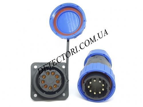 Разъем LD-32-9P герметичный квадратный фланец на 9 контактов 5 А IP-68 фото 1