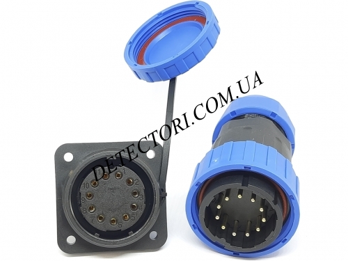 Разъем LD-32-11P герметичный квадратный фланец на 11 контактов 5 А IP-68 фото 1