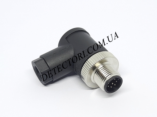 Кутовий штекер M12 A 8P штирьові контакти фото 1