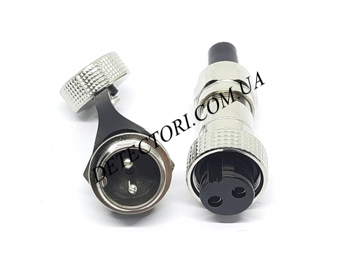 Разъем GX16-2 IP67 16 мм на 2 контакта герметический mini XLR фото 1