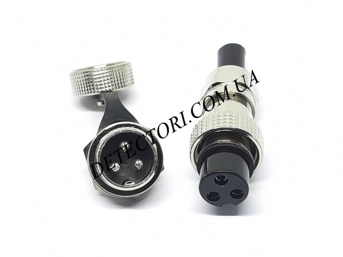 Разъем GX16-3 IP67 16 мм на 3 контакта герметический mini XLR фото 1
