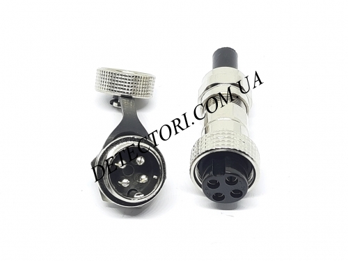 Разъем GX16-4 IP67 16 мм на 4 контакта герметический mini XLR фото 1