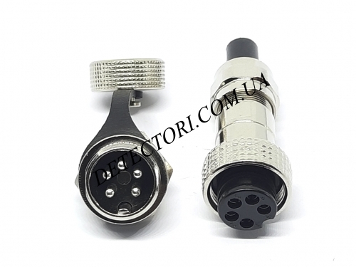Разъем GX16-5 IP67 16 мм на 5 контактов герметический mini XLR фото 1