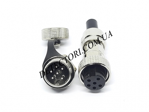 Разъем GX16-6 IP67 16 мм на 6 контактов герметический mini XLR фото 1
