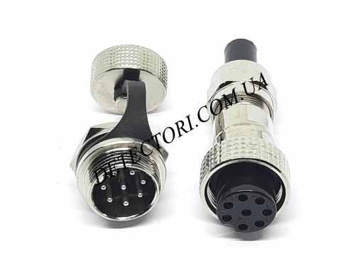 Разъем GX16-8 IP67 16 мм на 8 контактов герметический mini XLR фото 1