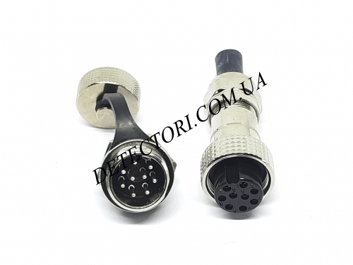 Разъем GX16-9 IP67 16 мм на 9 контактов герметический mini XLR фото 1