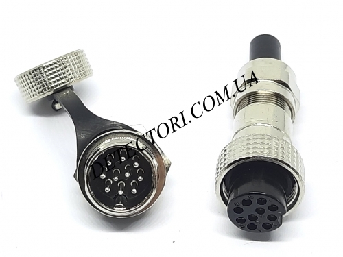 Разъем GX16-10 IP67 16 мм на 10 контактов герметический mini XLR фото 1